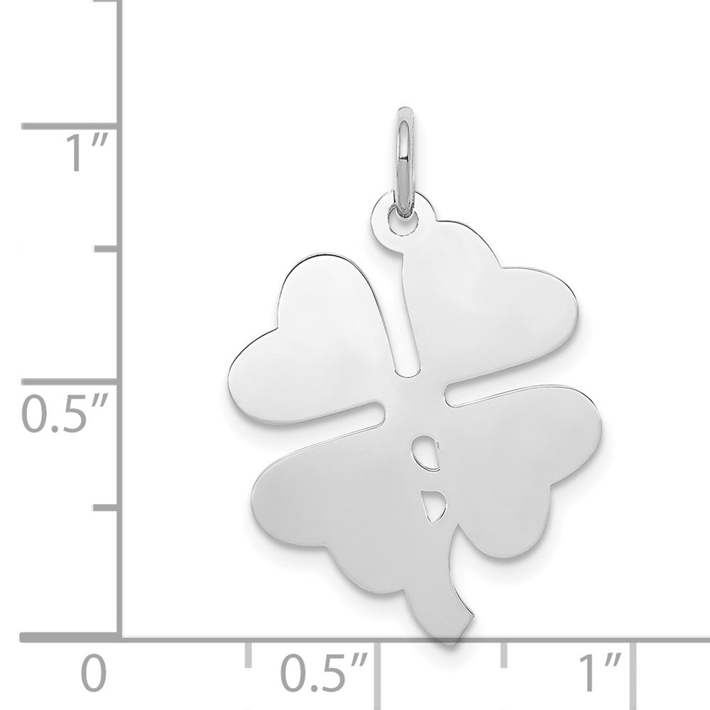 Sterlingsilber Rhodiniert 4-leaf Klee Poliert Plättchen Charm
