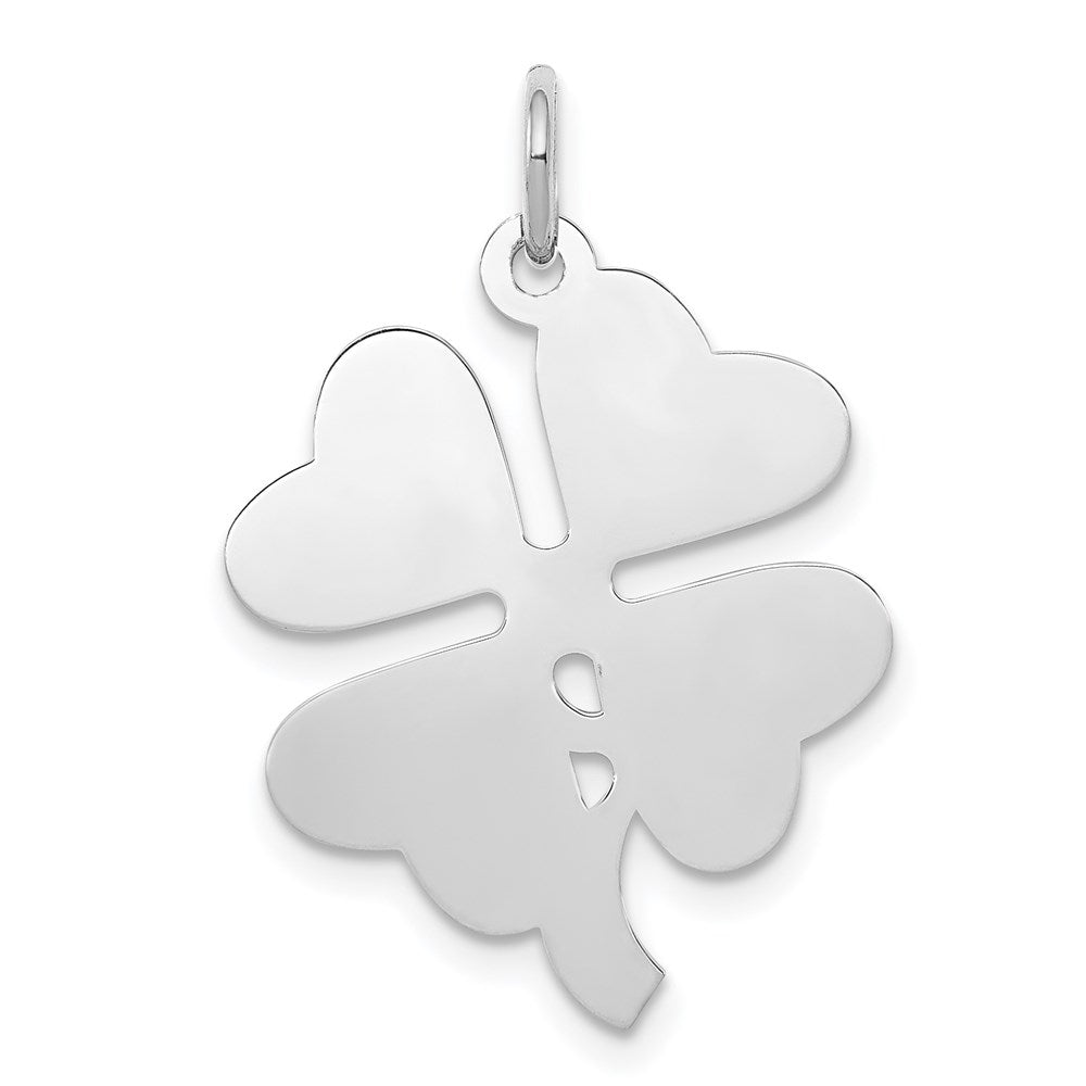Sterlingsilber Rhodiniert 4-leaf Klee Poliert Plättchen Charm