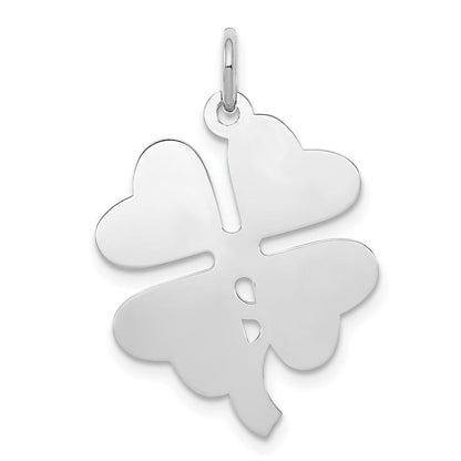 Sterlingsilber Rhodiniert 4-leaf Klee Poliert Plättchen Charm