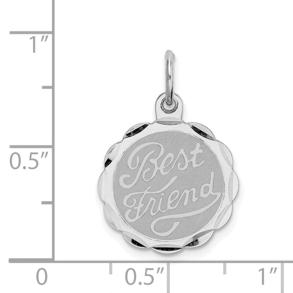 Sterlingsilber Rhodiniert Beste Freund Plättchen Charm