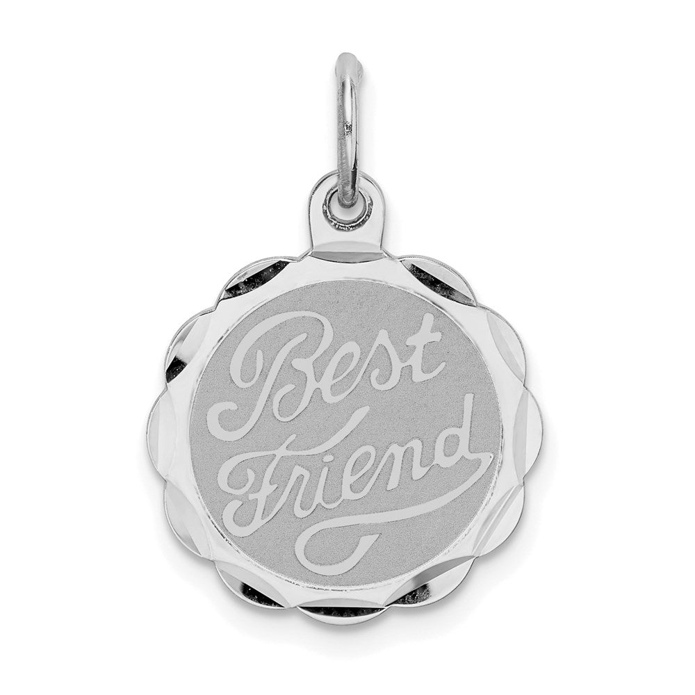 Sterlingsilber Rhodiniert Beste Freund Plättchen Charm