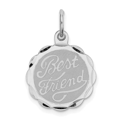 Sterlingsilber Rhodiniert Beste Freund Plättchen Charm