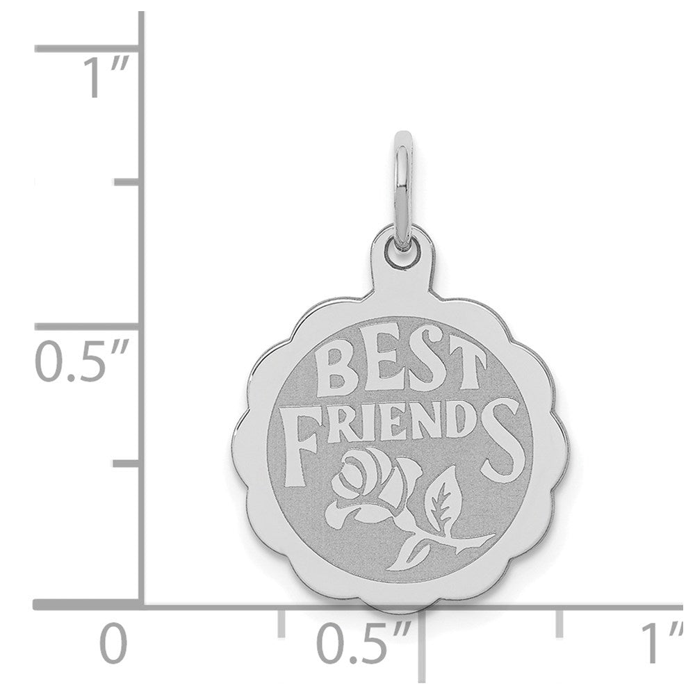 Sterlingsilber Rhodiniert Beste Friends Plättchen Charm