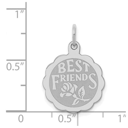Sterlingsilber Rhodiniert Beste Friends Plättchen Charm