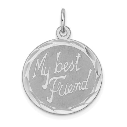 Sterlingsilber Rhodiniert My Beste Freund Plättchen Charm