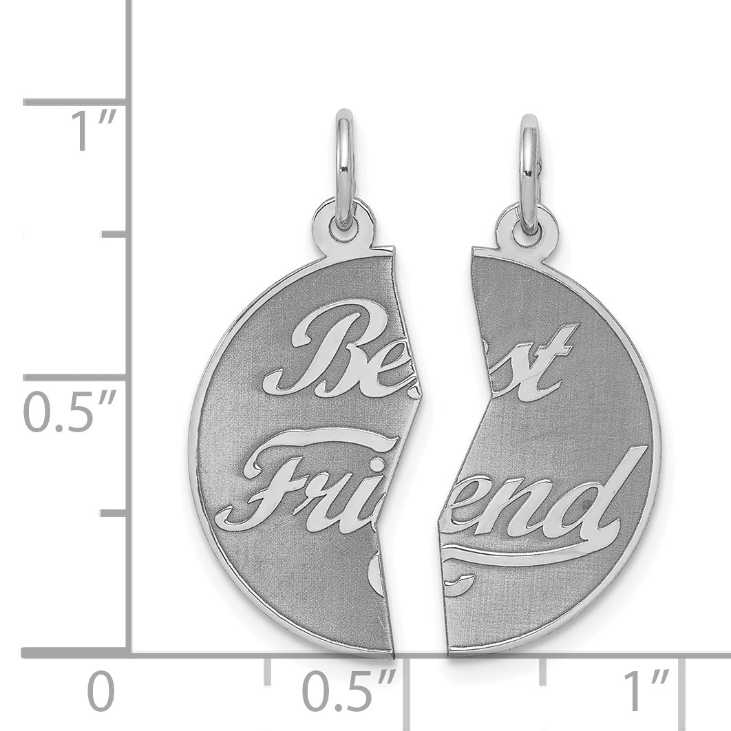 Sterlingsilber Rhodiniert 2-piece Beste Freund Plättchen Charm