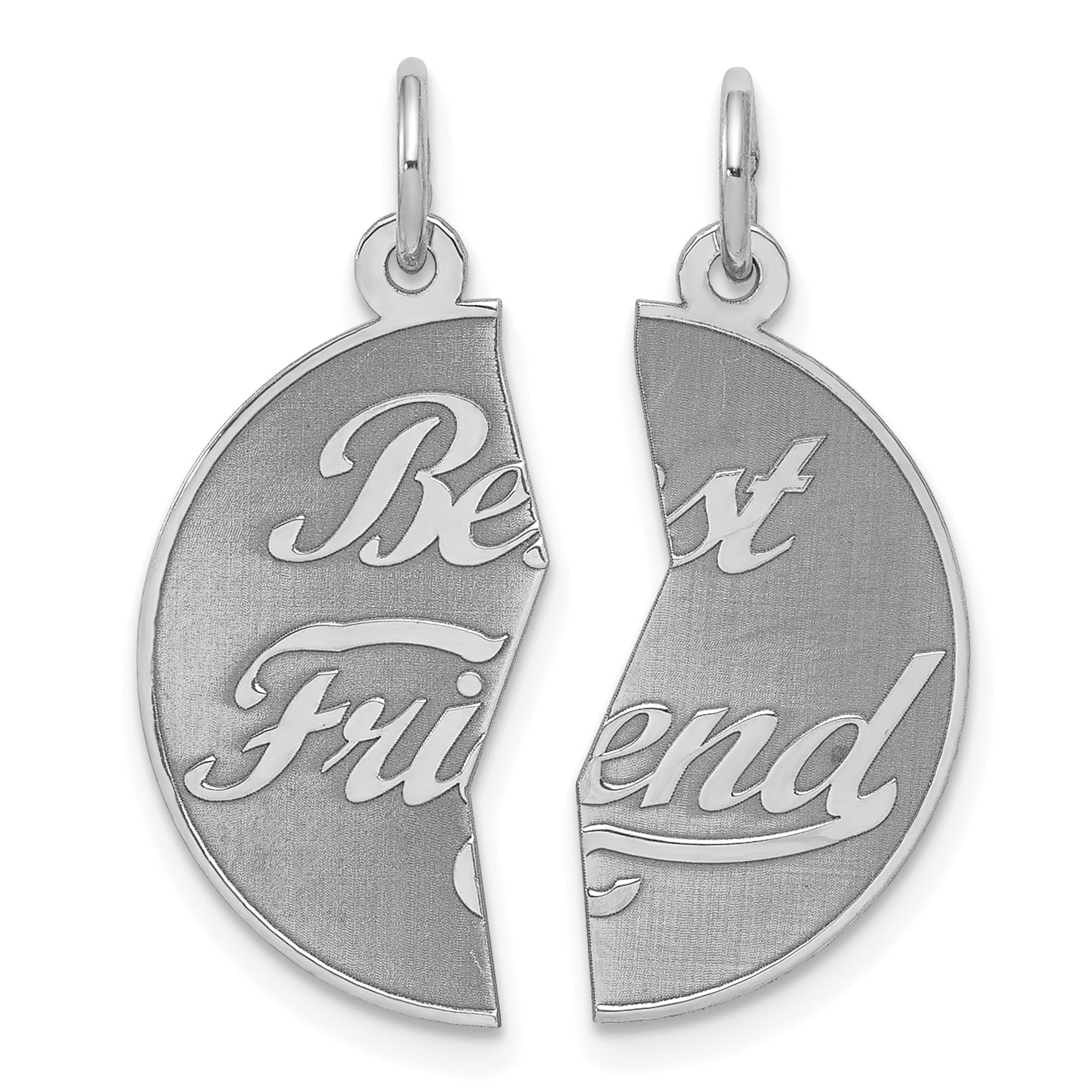 Sterlingsilber Rhodiniert 2-piece Beste Freund Plättchen Charm