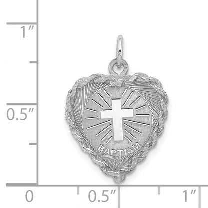 Sterlingsilber Rhodiniert Taufe Plättchen Charm