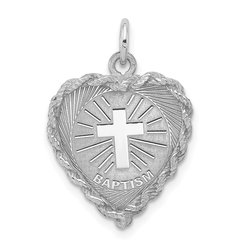 Sterlingsilber Rhodiniert Taufe Plättchen Charm