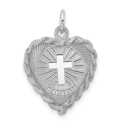 Sterlingsilber Rhodiniert Taufe Plättchen Charm