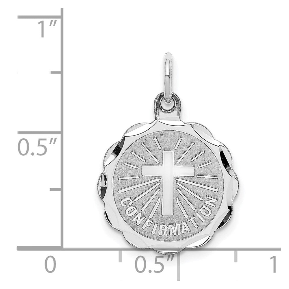 Sterlingsilber Rhodiniert Firmung Plättchen Charm
