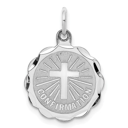 Sterlingsilber Rhodiniert Firmung Plättchen Charm