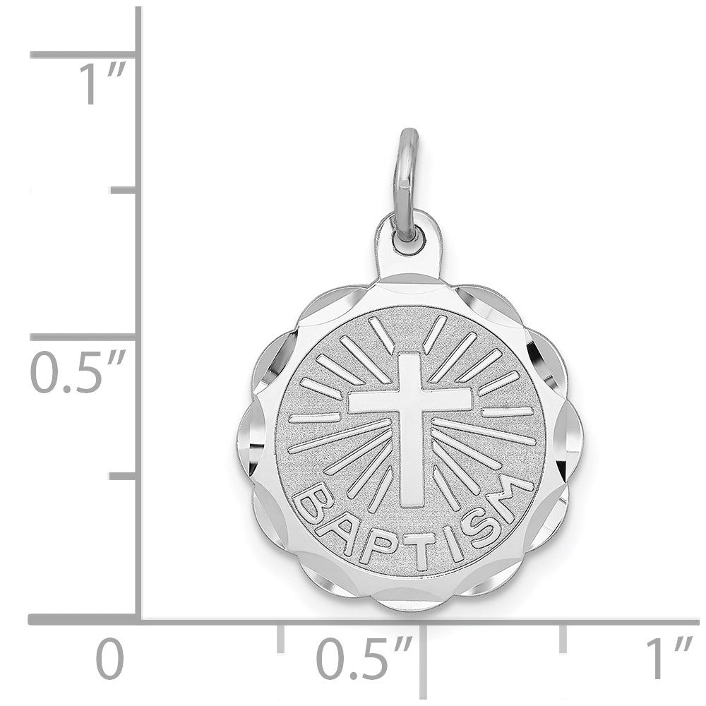 Sterlingsilber Rhodiniert Taufe Plättchen Charm