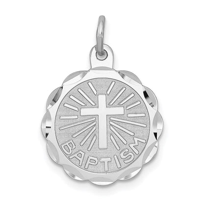 Sterlingsilber Rhodiniert Taufe Plättchen Charm