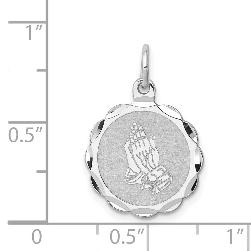 Sterlingsilber Rhodiniert Betend Hands Plättchen Charm