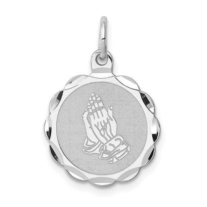 Sterlingsilber Rhodiniert Betend Hands Plättchen Charm