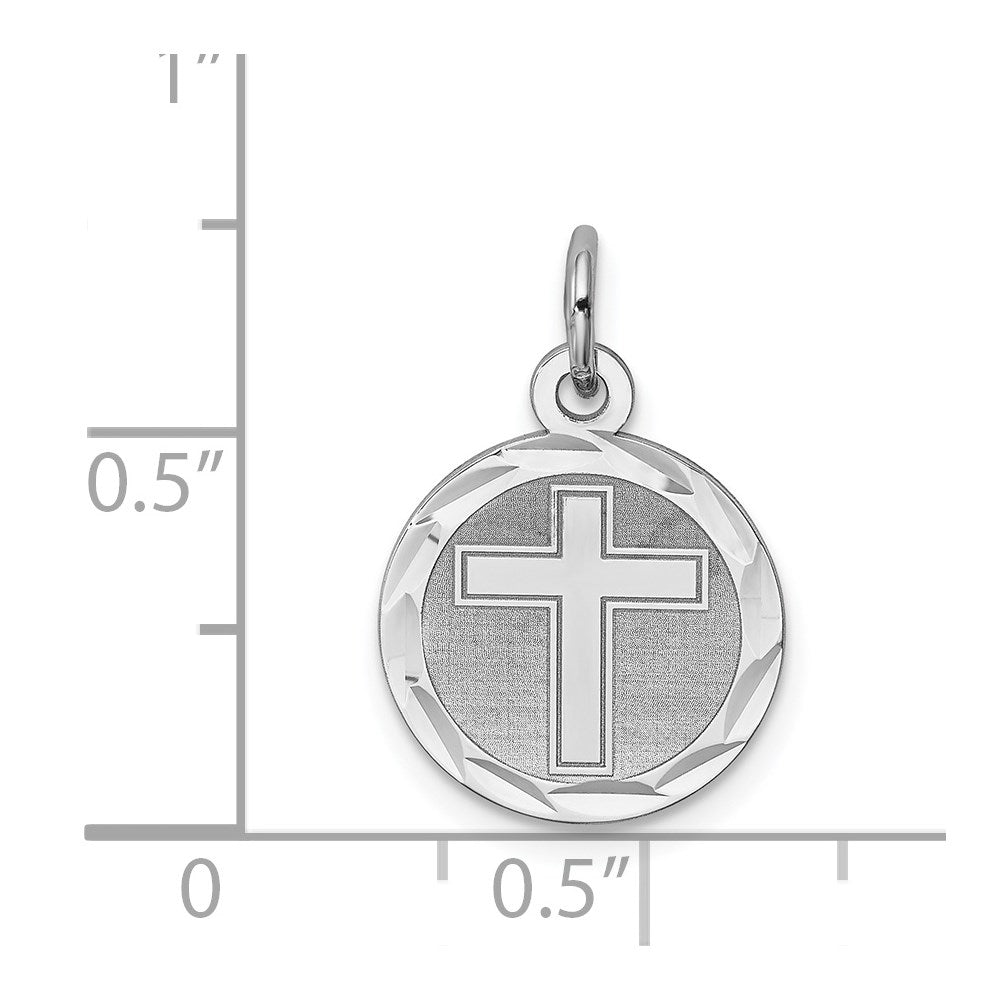 Sterlingsilber Rhodiniert Kreuz Plättchen Charm