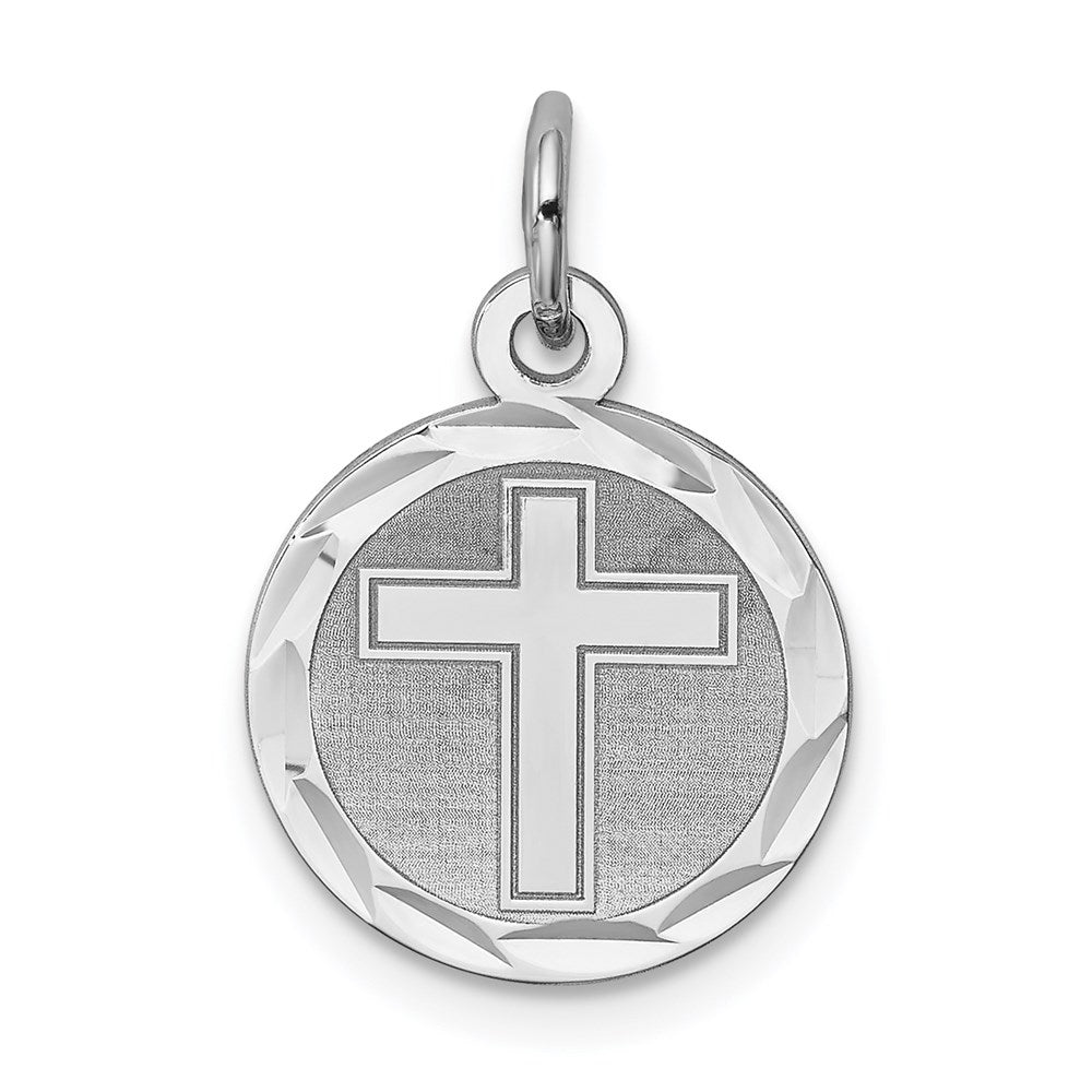 Sterlingsilber Rhodiniert Kreuz Plättchen Charm