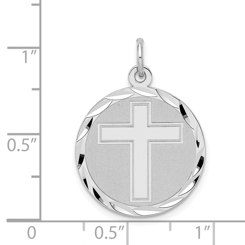 Sterlingsilber Rhodiniert Kreuz Plättchen Charm