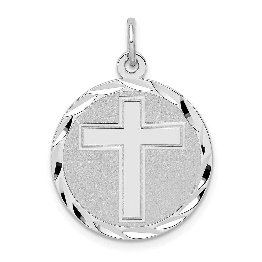Sterlingsilber Rhodiniert Kreuz Plättchen Charm