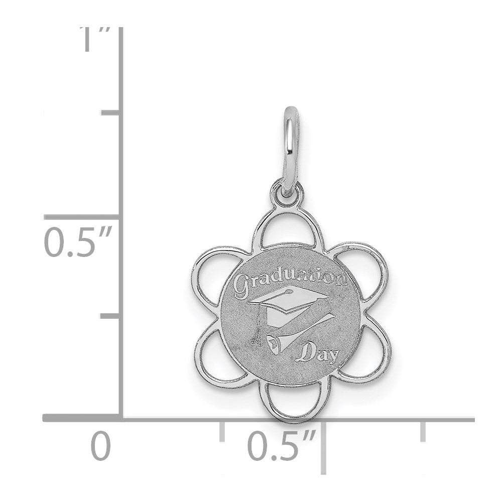 Sterlingsilber Rhodiniert Abschluss Day Plättchen Charm