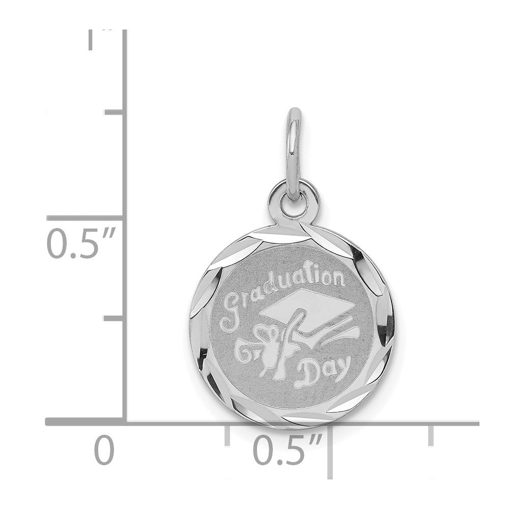 Sterlingsilber Rhodiniert Abschluss Day Plättchen Charm