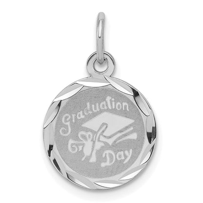 Sterlingsilber Rhodiniert Abschluss Day Plättchen Charm