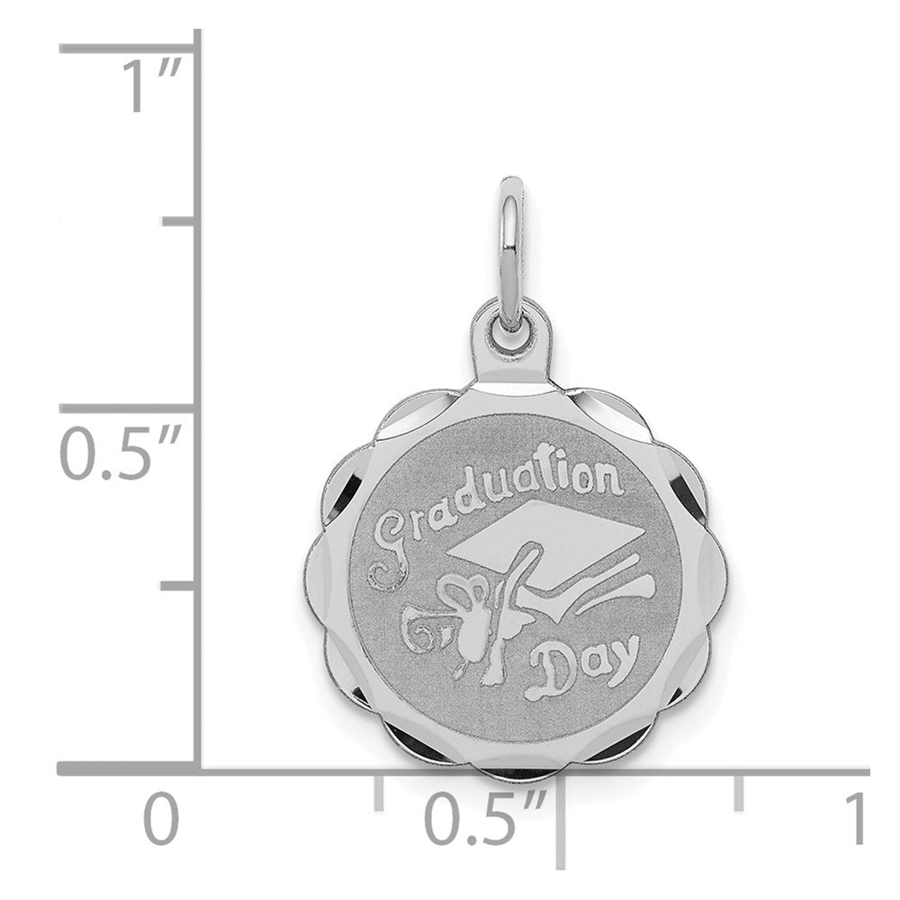Sterlingsilber Rhodiniert Abschluss Day Plättchen Charm