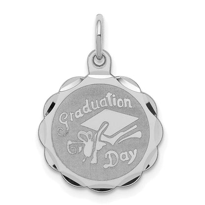 Sterlingsilber Rhodiniert Abschluss Day Plättchen Charm