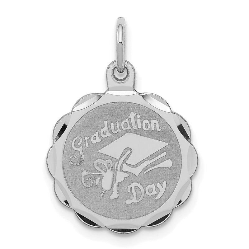 Sterlingsilber Rhodiniert Abschluss Day Plättchen Charm