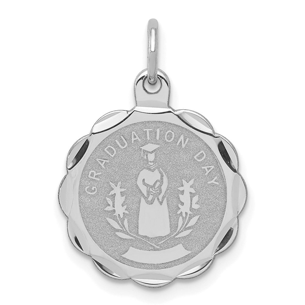 Sterlingsilber Rhodiniert Abschluss Day Plättchen Charm