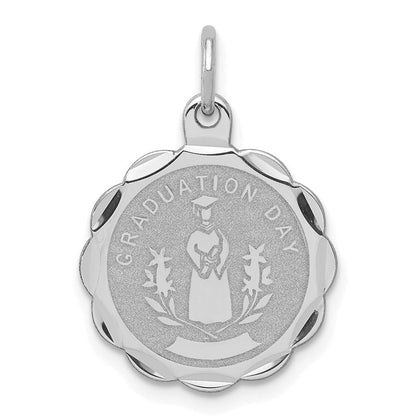 Sterlingsilber Rhodiniert Abschluss Day Plättchen Charm