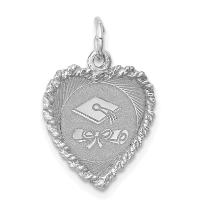 Sterlingsilber Rhodiniert-plt Abschluss Cap & Diploma Poliert Plättchen Cha