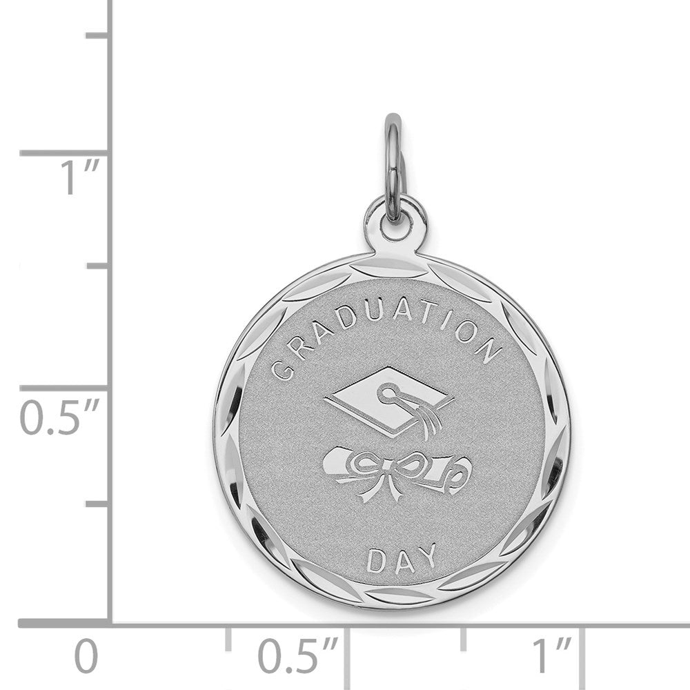 Sterlingsilber Rhodiniert Abschluss Day Plättchen Charm