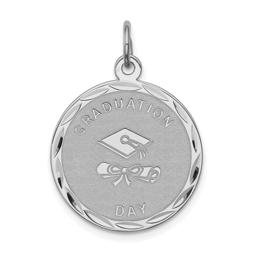 Sterlingsilber Rhodiniert Abschluss Day Plättchen Charm