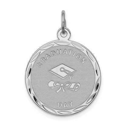 Sterlingsilber Rhodiniert Abschluss Day Plättchen Charm