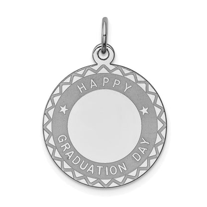 Sterlingsilber Rhodiniert Happy Abschluss Plättchen Charm