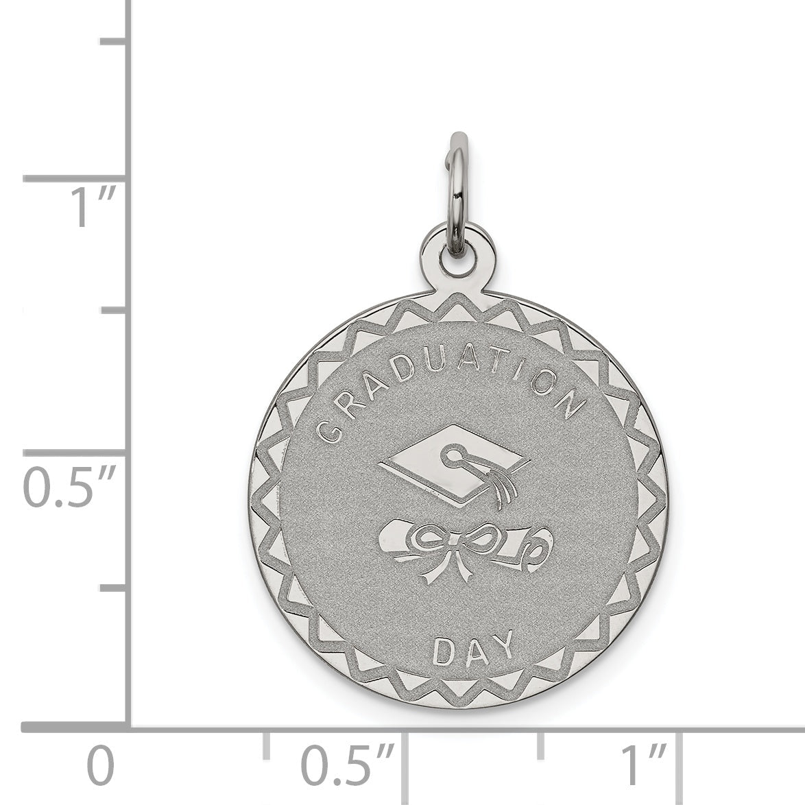 Sterlingsilber Rhodiniert Abschluss Day Plättchen Charm