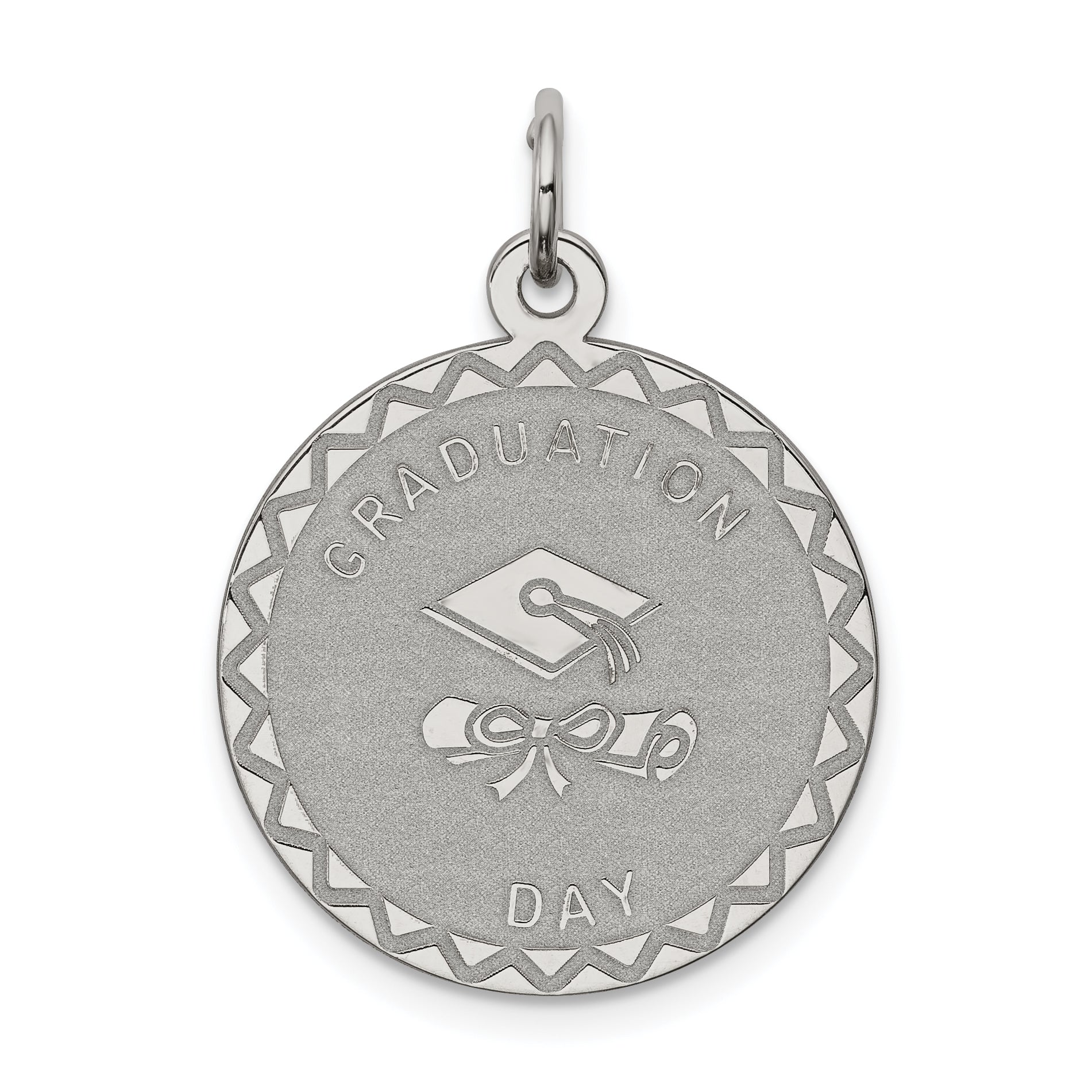 Sterlingsilber Rhodiniert Abschluss Day Plättchen Charm