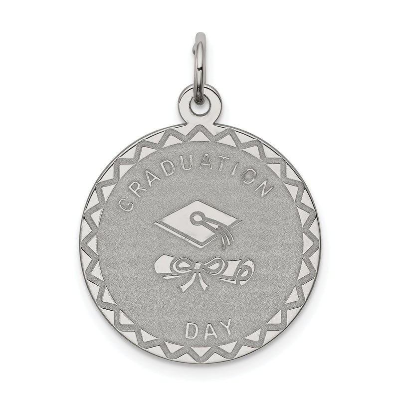 Sterlingsilber Rhodiniert Abschluss Day Plättchen Charm