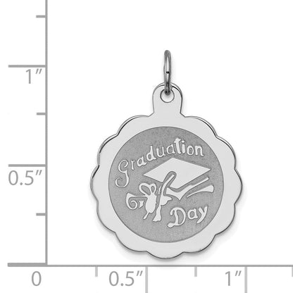 Sterlingsilber Rhodiniert Abschluss Day Plättchen Charm