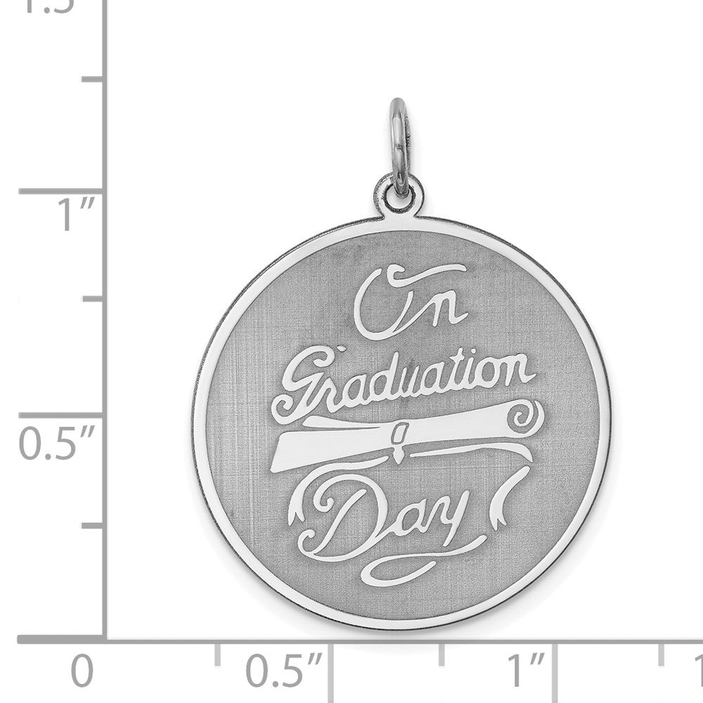 Sterlingsilber Rhodiniert auf Abschluss Day Plättchen Charm