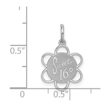 Sterlingsilber Rhodiniert Süß Sechzehn Plättchen Charm