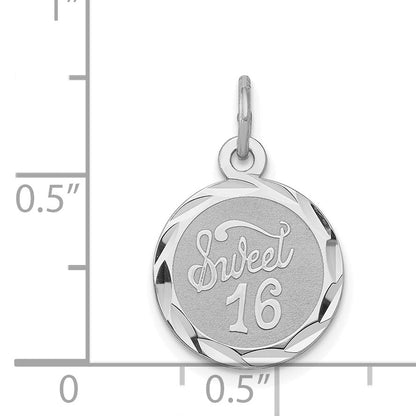 Sterlingsilber Rhodiniert Süß Sechzehn Plättchen Charm