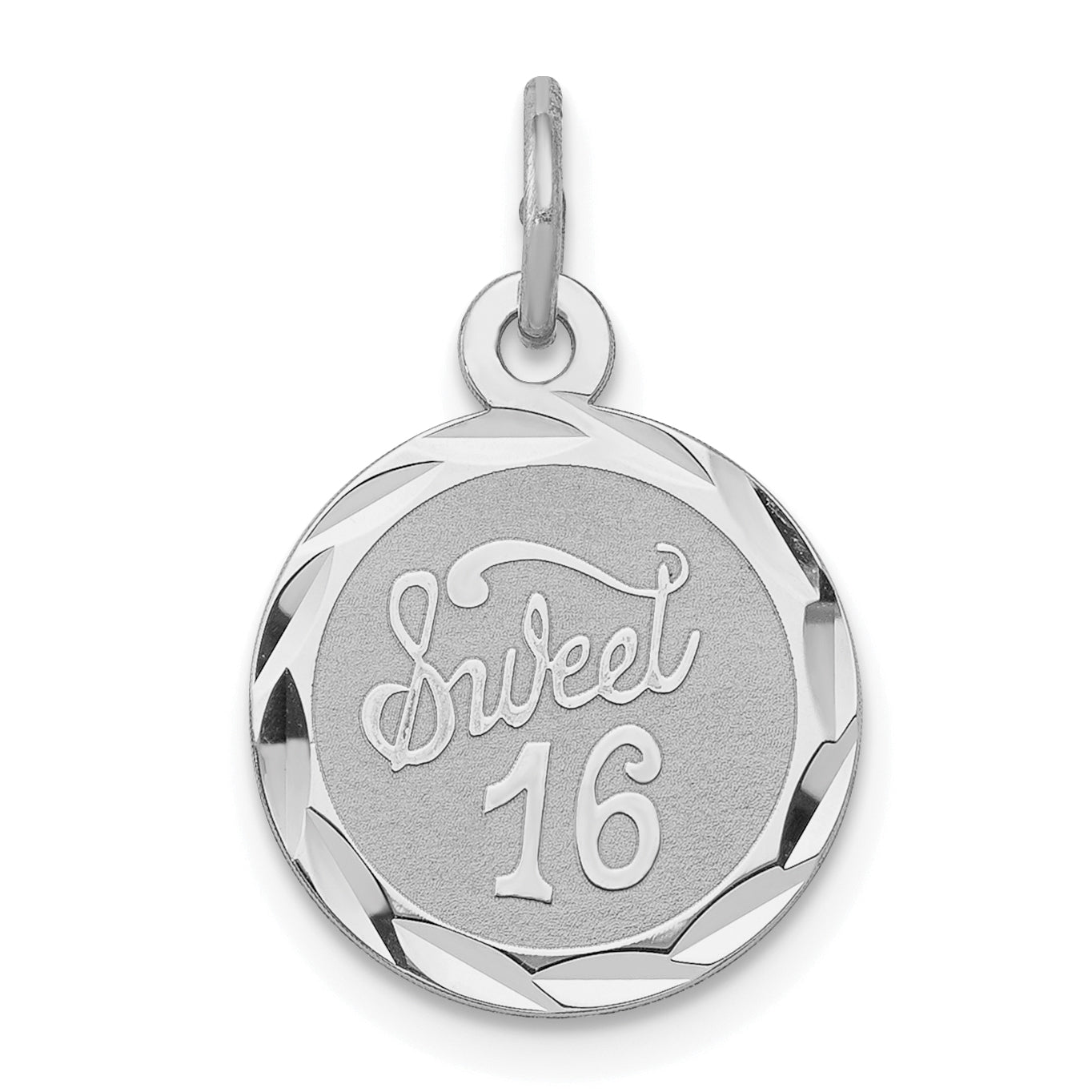 Sterlingsilber Rhodiniert Süß Sechzehn Plättchen Charm