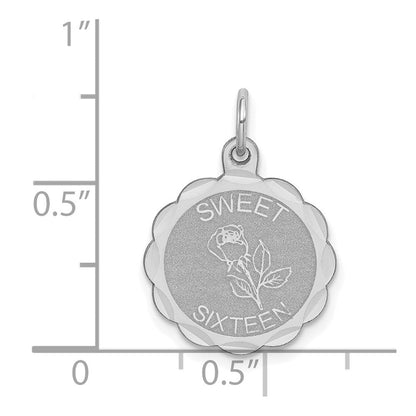 Sterlingsilber Rhodiniert Süß Sechzehn Plättchen Charm