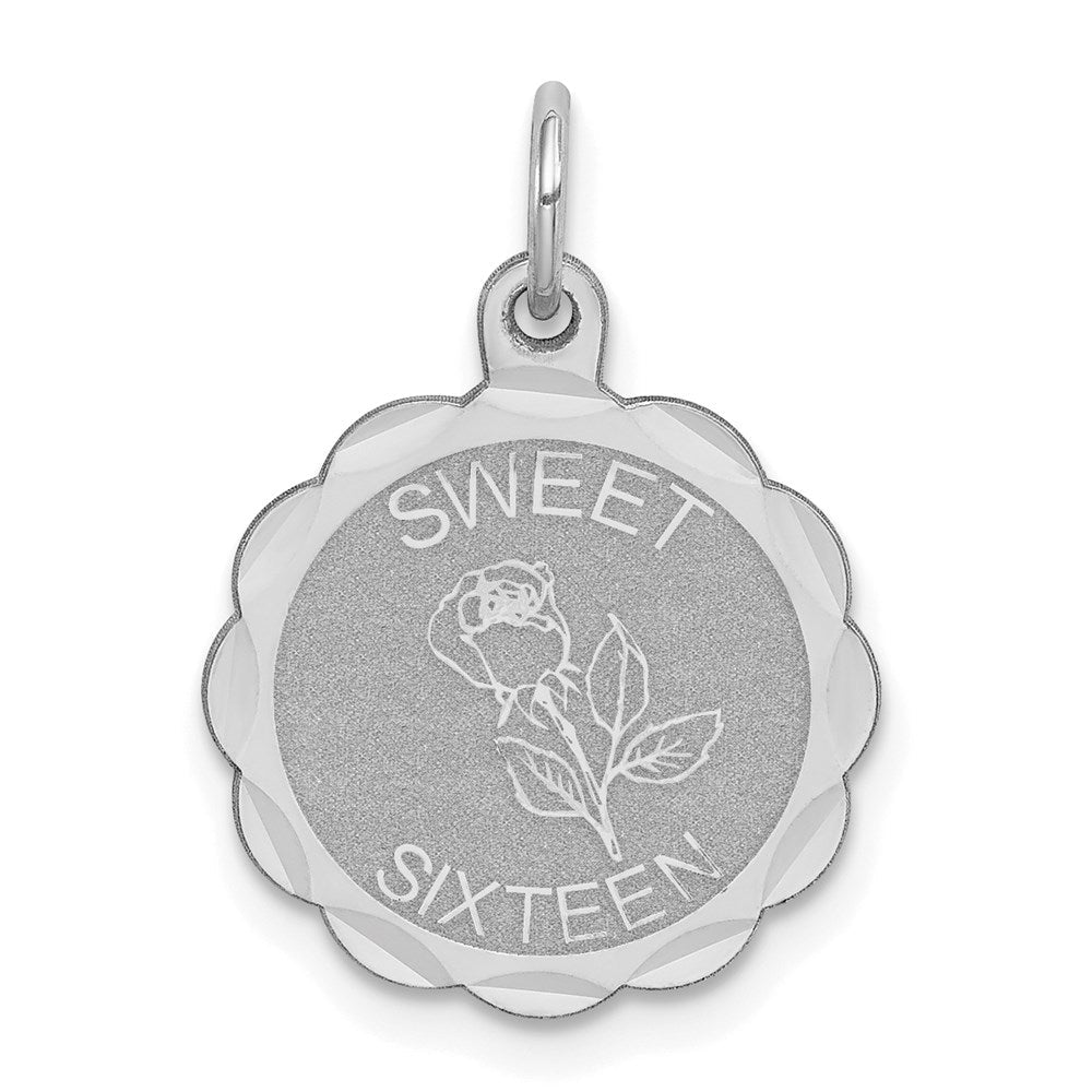 Sterlingsilber Rhodiniert Süß Sechzehn Plättchen Charm