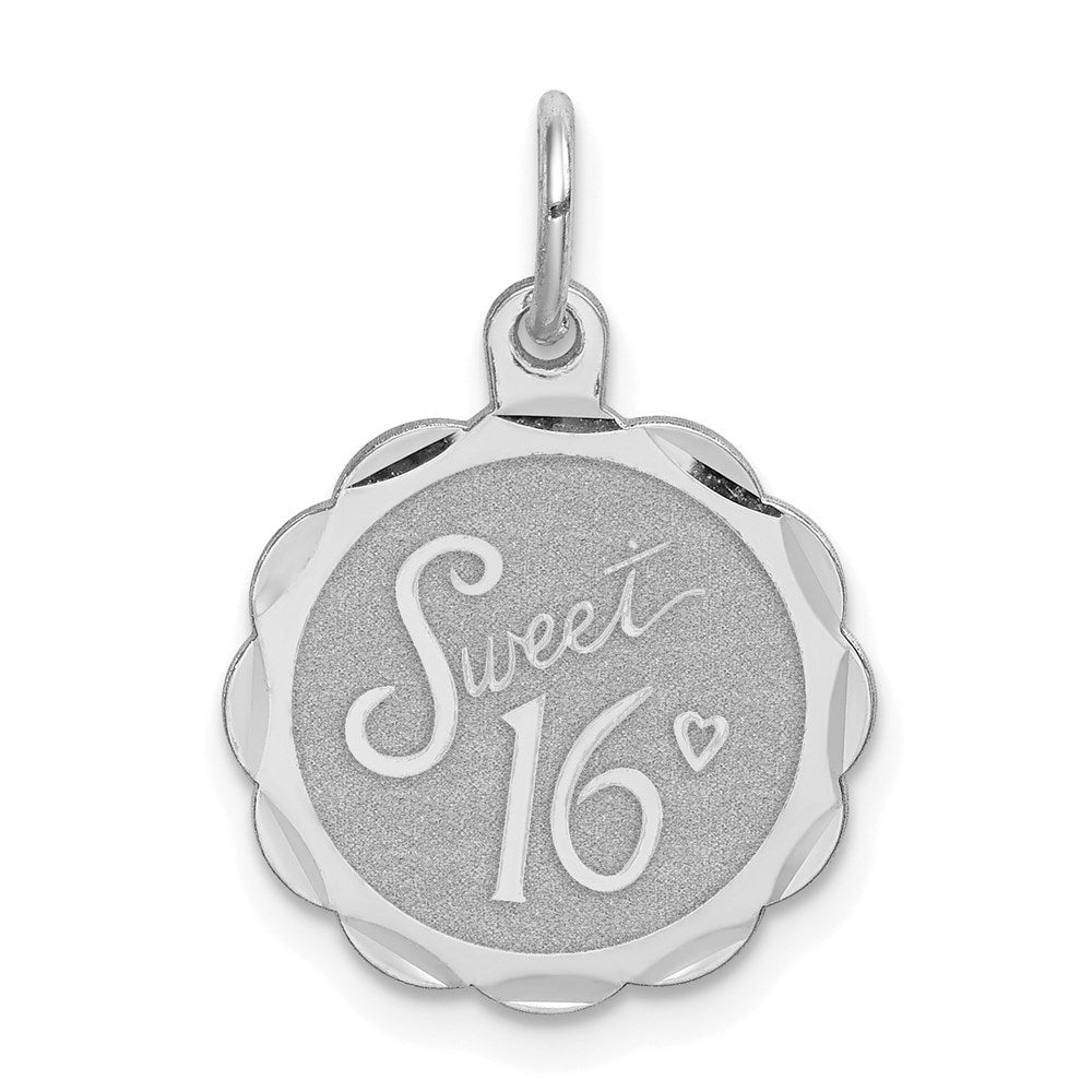 Sterlingsilber Rhodiniert Süß Sechzehn Plättchen Charm