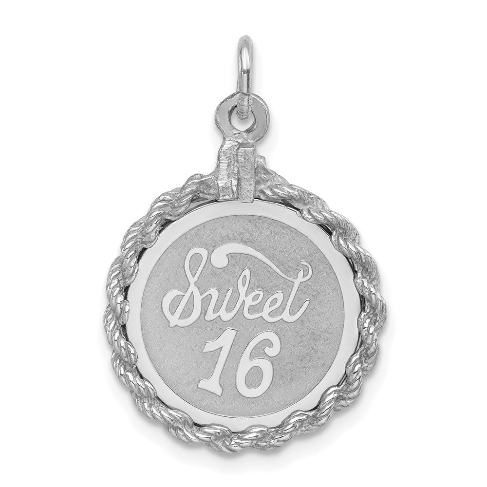 Sterlingsilber Rhodiniert Süß Sechzehn Plättchen Charm