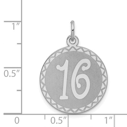 Sterlingsilber Rhodiniert Süß Sechzehn Plättchen Charm